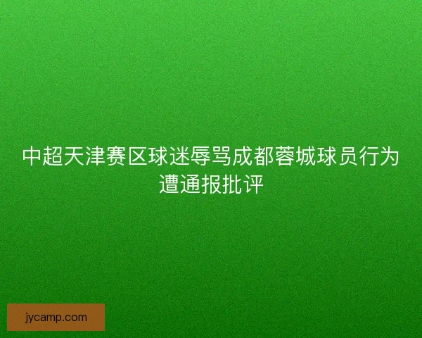 中超天津赛区球迷辱骂成都蓉城球员行为遭通报批评